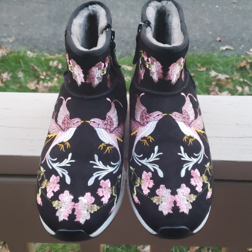 ASH Embroidered Shearling Bootie